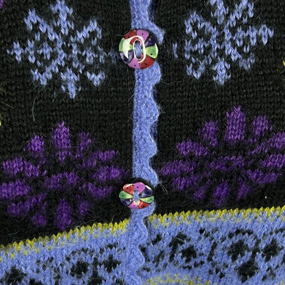 Alpaca Imports Cardigan‎ Sweater Womens Large Handmade Knit Wool Blend Bohemian - Picture 5 of 14